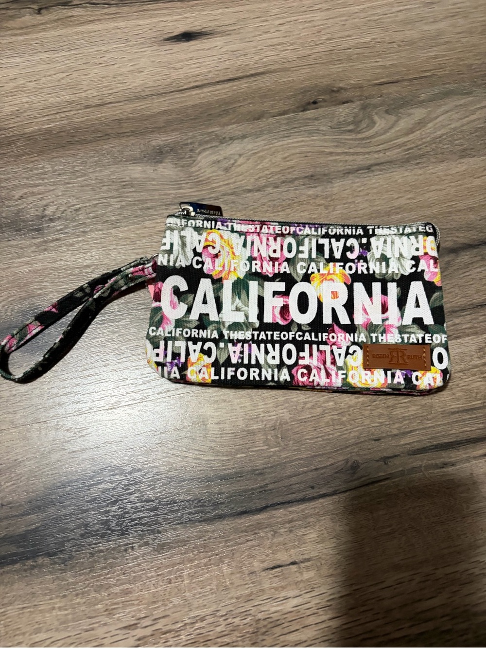 Robin Ruth California Floral Wristlet - Black, White, Pink, Yellow, Green